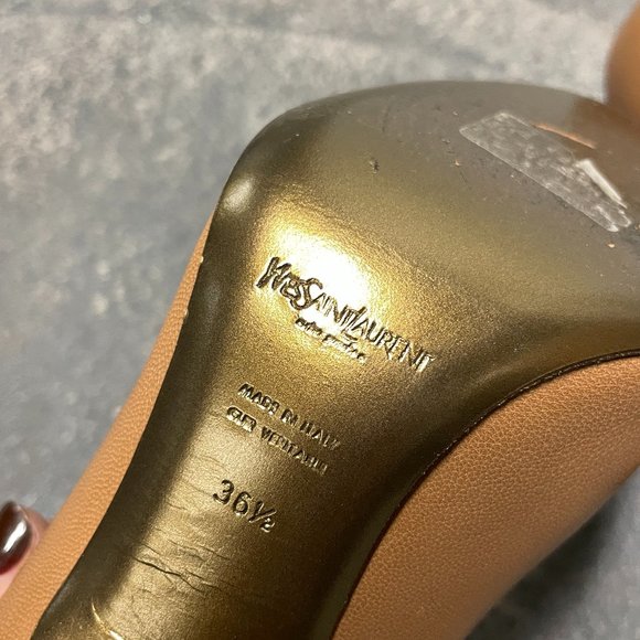 YSL Saint Laurent tan camel nude pumps heels, size 36.5 - Picture 7 of 7